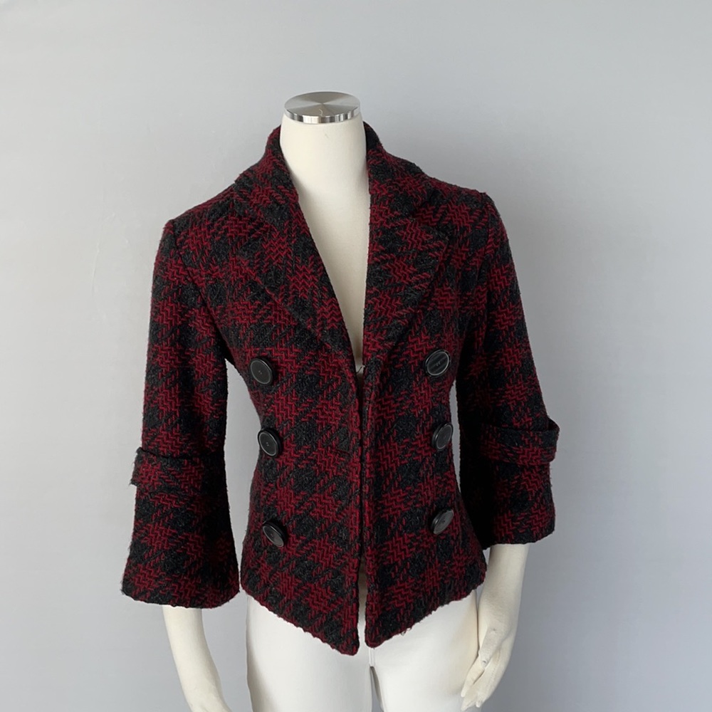 Mac & jac wool Double Breasted Tweed Jacket Size 6 - Picture 13 of 14